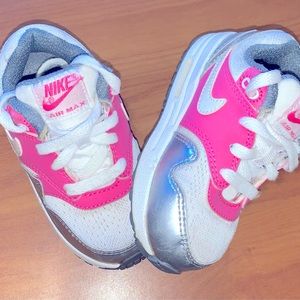 TODDLER GIRLS NIKE AIR PINK WHITE SILVER/GREY SIZE 7 CHILD